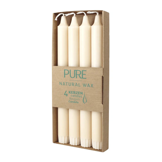 PURE NATURAL WAX Stabkerzen, Sahara, WENZEL, 250/23 mm, Brenndauer ca. 10h, plastikfrei, 4 Stück