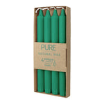 PURE NATURAL WAX Stabkerzen, Smaragd, WENZEL, 250/23 mm, Brenndauer ca. 10h, plastikfrei, 4 Stück