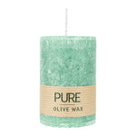 PURE OLIVE WAX, Smaragd, vegane Stumpenkerze, WENZEL, 90/60 mm, Brenndauer ca. 26h