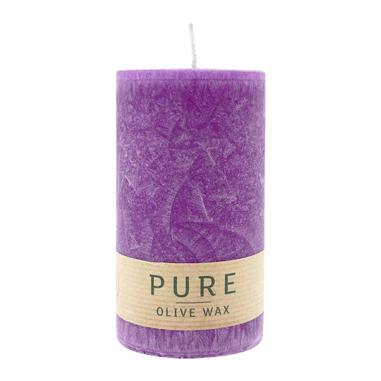 PURE OLIVE WAX, Erika, vegane Stumpenkerze, WENZEL, 130/70 mm, Brenndauer ca. 47h