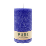 PURE OLIVE WAX, Nachtblau, vegane Stumpenkerze, WENZEL, 130/70 mm, Brenndauer ca. 47h