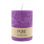 PURE OLIVE WAX, Erika, vegane Stumpenkerze, WENZEL, 90/70 mm, Brenndauer ca. 30h