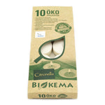 100% ÖKO-TEELICHTER aus regionaler Bio-Masse, Citronella, BIOKEMA, Ø38 mm, Brenndauer ca. 4h, ohne Aluminiumhülle, 10 Stück pro Verpackung