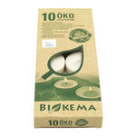 100% ÖKO-TEELICHTER aus regionaler Bio-Masse, BIOKEMA, Ø38 mm, Brenndauer ca. 4h, ohne Aluminiumhülle, 10 Stück pro Verpackung
