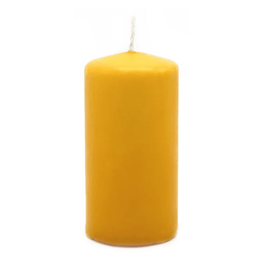 100% ÖKO-Stumpenkerze aus regionaler Bio-Masse, mit Bienenwachsüberzug, Gelb, BIOKEMA, 120/60 mm, Brenndauer ca. 70h