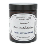 100% ÖKO-Duftkerze im Glas aus regionaler Bio-Masse, Fresh Cotton Dream, BIOKEMA, mit Schraubdeckel, 80/65 mm, 180 ml, Brenndauer ca. 28h