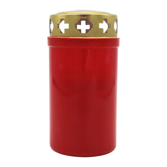 100% ÖKO-Grabkerzen aus regionaler Bio-Masse, Rot, mit Golddeckel, BIOKEMA, Brenndauer ca. 3 Tage, 120/63 mm, Karton 20 Stück