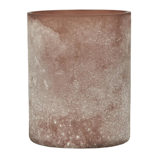 Kerzenhalter aus recyceltem Glas, Faded Rose, Frost-Look, H130/Ø100 mm, Ib Laursen