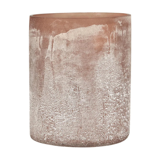 Kerzenhalter aus recyceltem Glas, Faded Rose, Frost-Look, H160/Ø130 mm, Ib Laursen