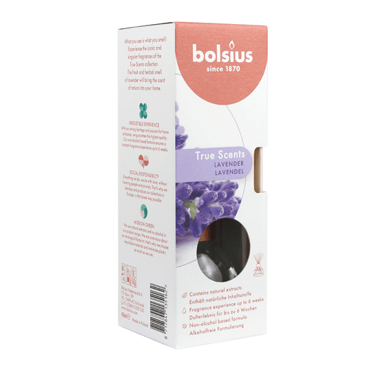 TRUE SCENTS, Raumduft, Duftstäbchen, Französischer Lavendel, BOLSIUS, 45 ml, Duftdauer bis zu 6 Wochen