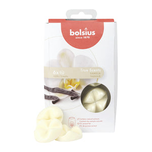 TRUE SCENTS WAX MELTS, Vanille, Duftschmelzblüten von BOLSIUS, Duftdauer ca. 25h, 6 Stück pro Verpackung, Raumduft