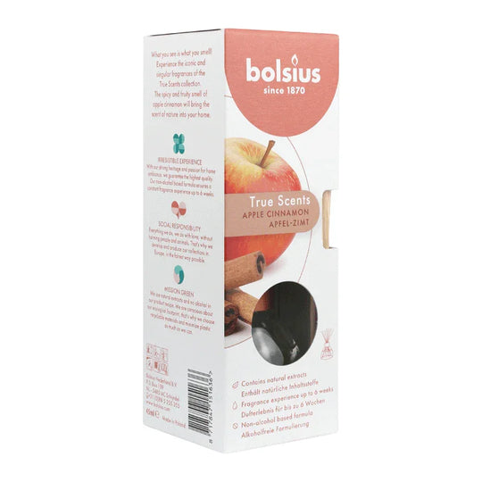TRUE SCENTS, Raumduft, Duftstäbchen, Apple Cinnamon, Apfel-Zimt, BOLSIUS, 45 ml, Duftdauer bis zu 6 Wochen
