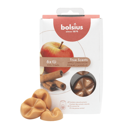 TRUE SCENTS WAX MELTS, Apple Cinnamon, Apfel-Zimt, Duftschmelzblüten von BOLSIUS, Duftdauer ca. 25h, 6 Stück pro Verpackung