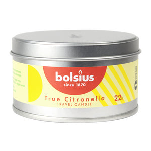 TRUE CITRONELLA, Duftkerze in Metalldose, Gelb, BOLSIUS, 49/87 mm, Brenndauer ca. 22h