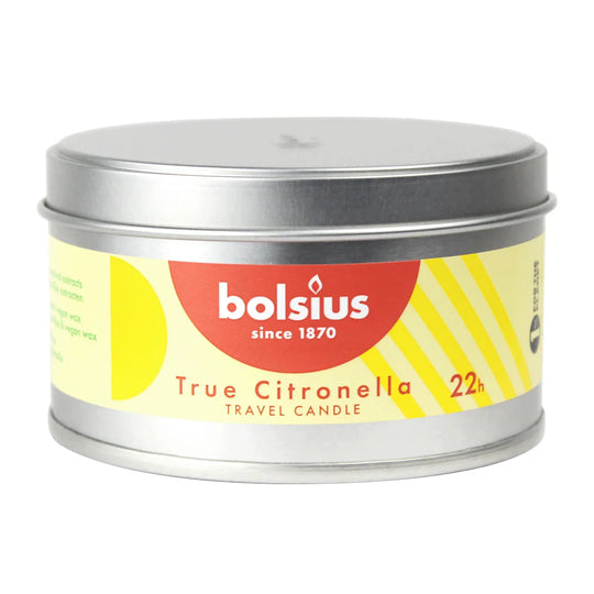 TRUE CITRONELLA, Duftkerze in Metalldose, Gelb, BOLSIUS, 49/87 mm, Brenndauer ca. 22h