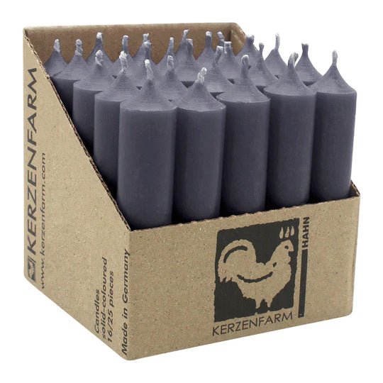 Stabkerzen aus Paraffin, 100/22 mm, Anthrazit, KERZENFARM HAHN, Brenndauer ca. 4h, 25 Stück pro Verpackung