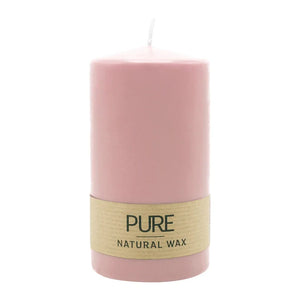PURE NATURAL WAX, Antikrosa, Stumpenkerze, WENZEL, 130/70 mm, Brenndauer ca. 47h, 100% plastikfrei