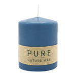 PURE NATURAL WAX, Nachtblau, Stumpenkerze, WENZEL, 90/70 mm, Brenndauer ca. 30h, 100% plastikfrei
