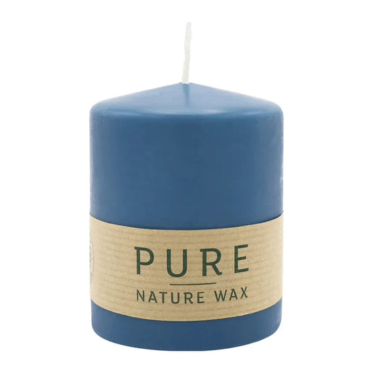 PURE NATURAL WAX, Nachtblau, Stumpenkerze, WENZEL, 90/70 mm, Brenndauer ca. 30h, 100% plastikfrei