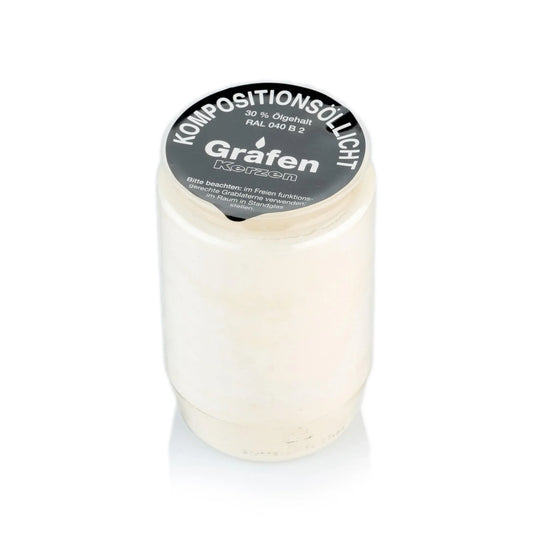 GRAFEN-Kompoöllicht, 30% Ölgehalt, Weiß, Nr. 333, Brenndauer ca. 3 Tage, 95/58 mm, Karton mit 20 Stück