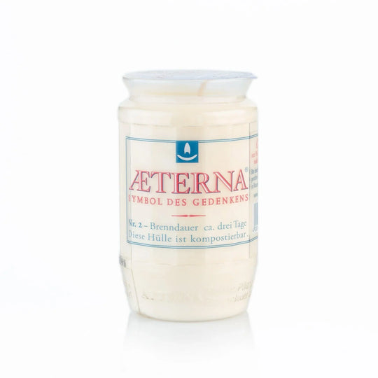AETERNA-Öllicht, 100% reines Pflanzenöl, Weiß, Nr. 2, Brenndauer 3 Tage, 98/58 mm, Karton mit 20 Stück