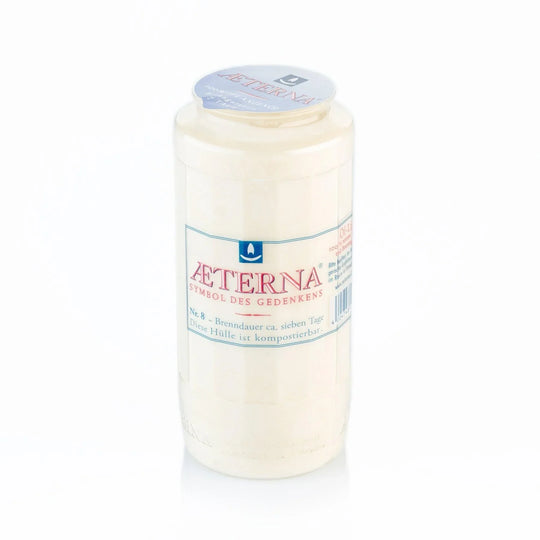 AETERNA-Öllicht, 100% reines Pflanzenöl, Weiß, Nr. 8, Brenndauer 7 Tage, 151/68 mm, Karton mit 20 Stück