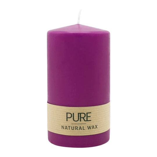 PURE NATURAL WAX, Erika, Stumpenkerze, WENZEL, 130/70 mm, Brenndauer ca. 47h, 100% plastikfrei