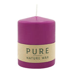 PURE NATURAL WAX, Erika, Stumpenkerze, Erika, WENZEL, 90/70 mm, Brenndauer ca. 30h, 100% plastikfrei