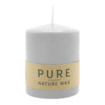 PURE NATURAL WAX, Silbergrau, Stumpenkerze, WENZEL, 90/70 mm, Brenndauer ca. 30h, 100% plastikfrei