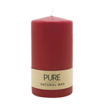 PURE NATURAL WAX, Karminrot, Stumpenkerze, WENZEL, 130/70 mm, Brenndauer ca. 47h, 100% plastikfrei