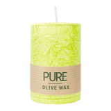 100% PURE, OLIVE WAX, vegane Stumpenkerze, Limone, WENZEL, 90/60 mm, Brenndauer ca. 27h - luterna.de