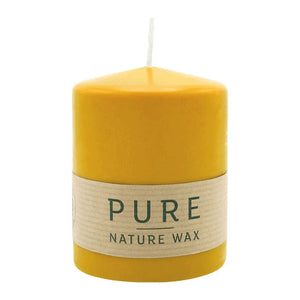 PURE NATURAL WAX, Natur, Stumpenkerze, WENZEL, 90/70 mm, Brenndauer ca. 30h, 100% plastikfrei
