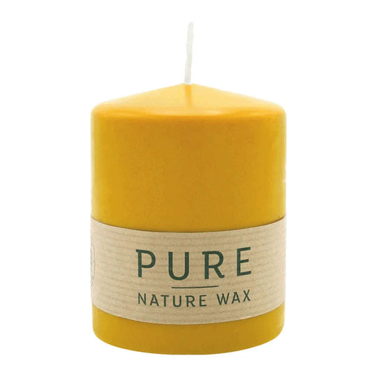 PURE NATURAL WAX, Natur, Stumpenkerze, WENZEL, 90/70 mm, Brenndauer ca. 30h, 100% plastikfrei