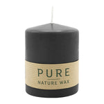 PURE NATURAL WAX, Schwarz, Stumpenkerze, WENZEL, 90/70 mm, Brenndauer ca. 30h, 100% plastikfrei