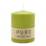 PURE NATURAL WAX, Olive, Stumpenkerze, WENZEL, 90/70 mm, Brenndauer ca. 30h, 100% plastikfrei