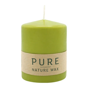 PURE NATURAL WAX, Olive, Stumpenkerze, WENZEL, 90/70 mm, Brenndauer ca. 30h, 100% plastikfrei