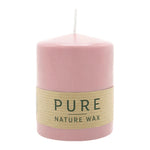 PURE NATURAL WAX, Antikrosa, Stumpenkerze, WENZEL, 90/70 mm, Brenndauer ca. 30h, 100% plastikfrei