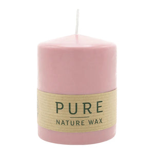 PURE NATURAL WAX, Antikrosa, Stumpenkerze, WENZEL, 90/70 mm, Brenndauer ca. 30h, 100% plastikfrei