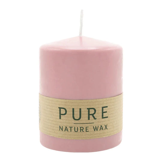 PURE NATURAL WAX, Antikrosa, Stumpenkerze, WENZEL, 90/70 mm, Brenndauer ca. 30h, 100% plastikfrei