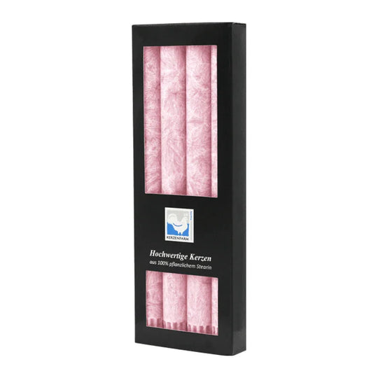 Stearin-Stabkerzen, 22/250 mm, Pastellaltrosa, KERZENFARM HAHN, Brenndauer ca. 10h, 4 Stück pro Verpackung