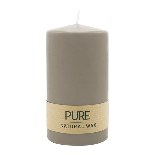 PURE NATURAL WAX, Sand, Stumpenkerze, WENZEL, 130/70 mm, Brenndauer ca. 47h, 100% plastikfrei