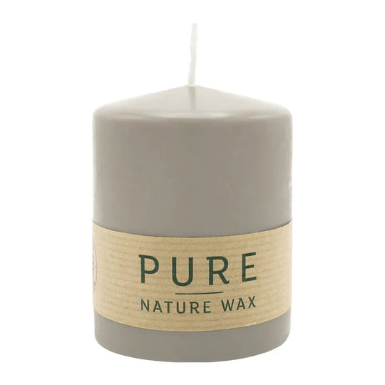 PURE NATURAL WAX, Sand, Stumpenkerze, WENZEL, 90/70 mm, Brenndauer ca. 30h, 100% plastikfrei