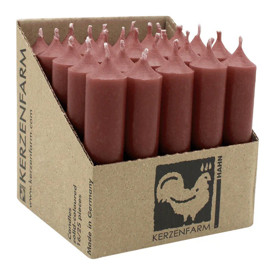 Stabkerzen aus Paraffin, 100/22 mm, Schlamm, KERZENFARM HAHN, Brenndauer ca. 4h, 25 Stück pro Verpackung
