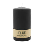 PURE NATURAL WAX, Schwarz, Stumpenkerze, WENZEL, 130/70 mm, Brenndauer ca. 47h, 100% plastikfrei