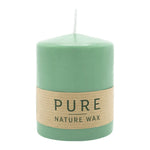 PURE NATURAL WAX, Smaragd, Stumpenkerze, WENZEL, 90/70 mm, Brenndauer ca. 30h, 100% plastikfrei