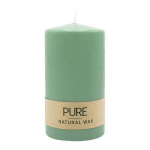 PURE NATURAL WAX, Smaragd, Stumpenkerze, WENZEL, 130/70 mm, Brenndauer ca. 47h, 100% plastikfrei