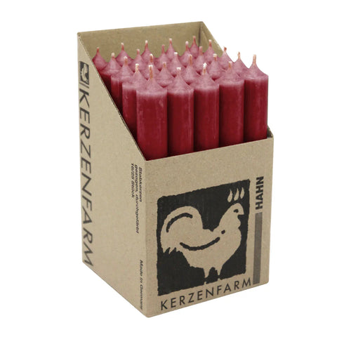 Stabkerzen Himbeerrot, 180/22 mm, KERZENFARM HAHN, Brenndauer 8h, 25 St.
