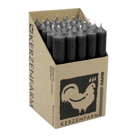 Stabkerzen Schwarz, 180/22 mm, KERZENFARM HAHN, Brenndauer 8h, 25 St.