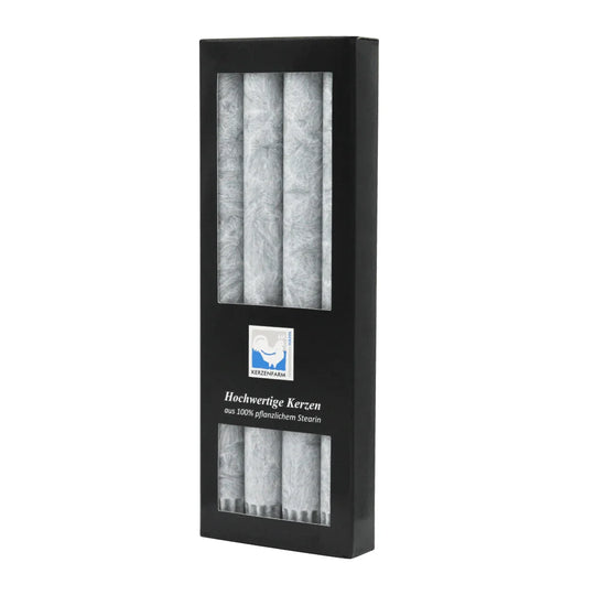 Stearin-Stabkerzen, 22/250 mm, Grau, KERZENFARM HAHN, Brenndauer ca. 10h, 4 Stück pro Verpackung