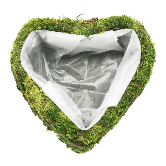 Pflanzherz aus Rattan und Moos, 17xh6 cm, naturfarbene Optik, Grabschmuck, Grabdekoration